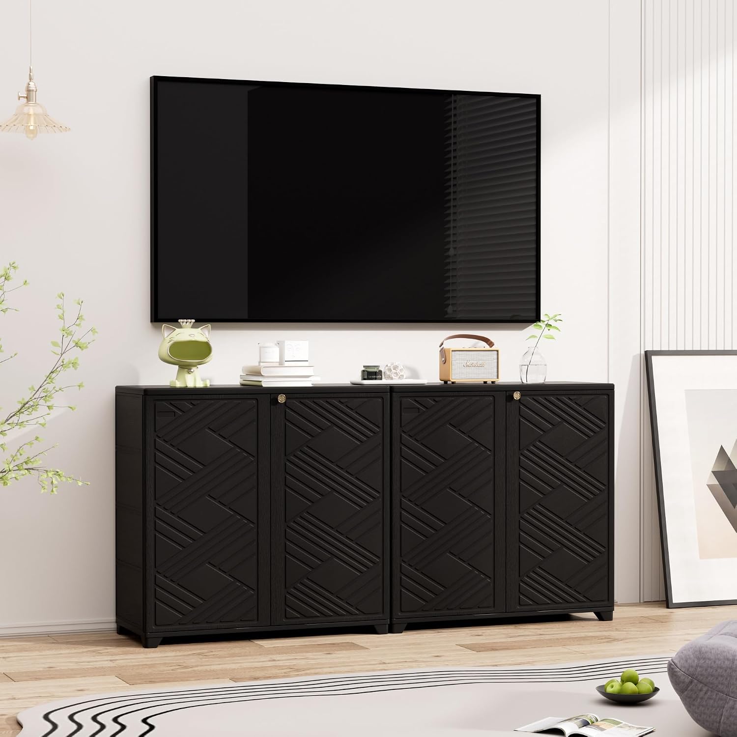 Mrosaa Outdoor/Indoor Storage Box,Resin and Plastic Storage Cabinet Waterproof,Outdoor Cabinet for Patio/Garden/Balcony/Backyard/All Room(with 2 Shelves)-Black