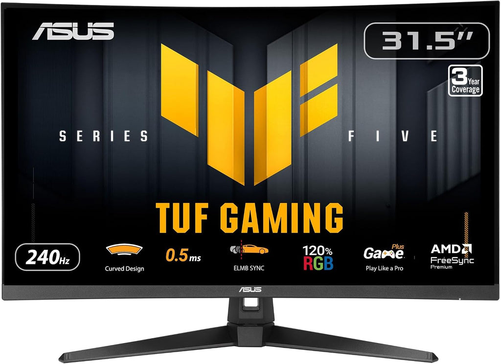ASUS TUF Gaming Series 5 32' 1080P Curved Monitor (VG32VQM5AZ) - Full HD, 1500R, 240Hz, 0.5ms, Extreme Low Motion Blur Sync, FreeSync Premium, 120% sRGB, DisplayWidget, 3 yr Warranty