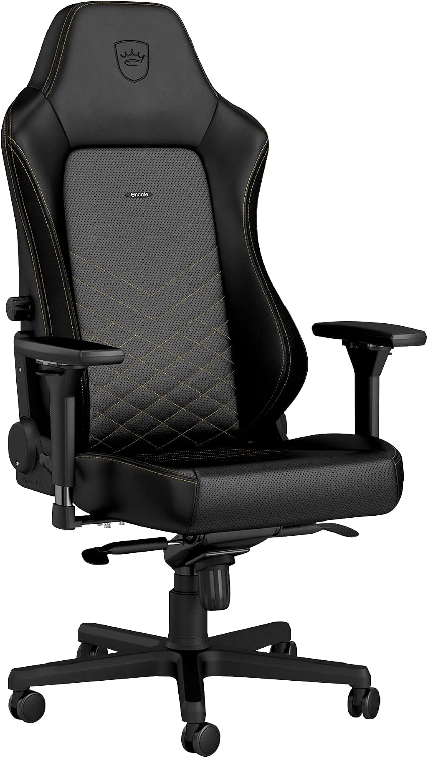 noblechairs Hero Gaming Chair/Office Chair with Lumbar Support, PU Faux Leather, Black/Gold