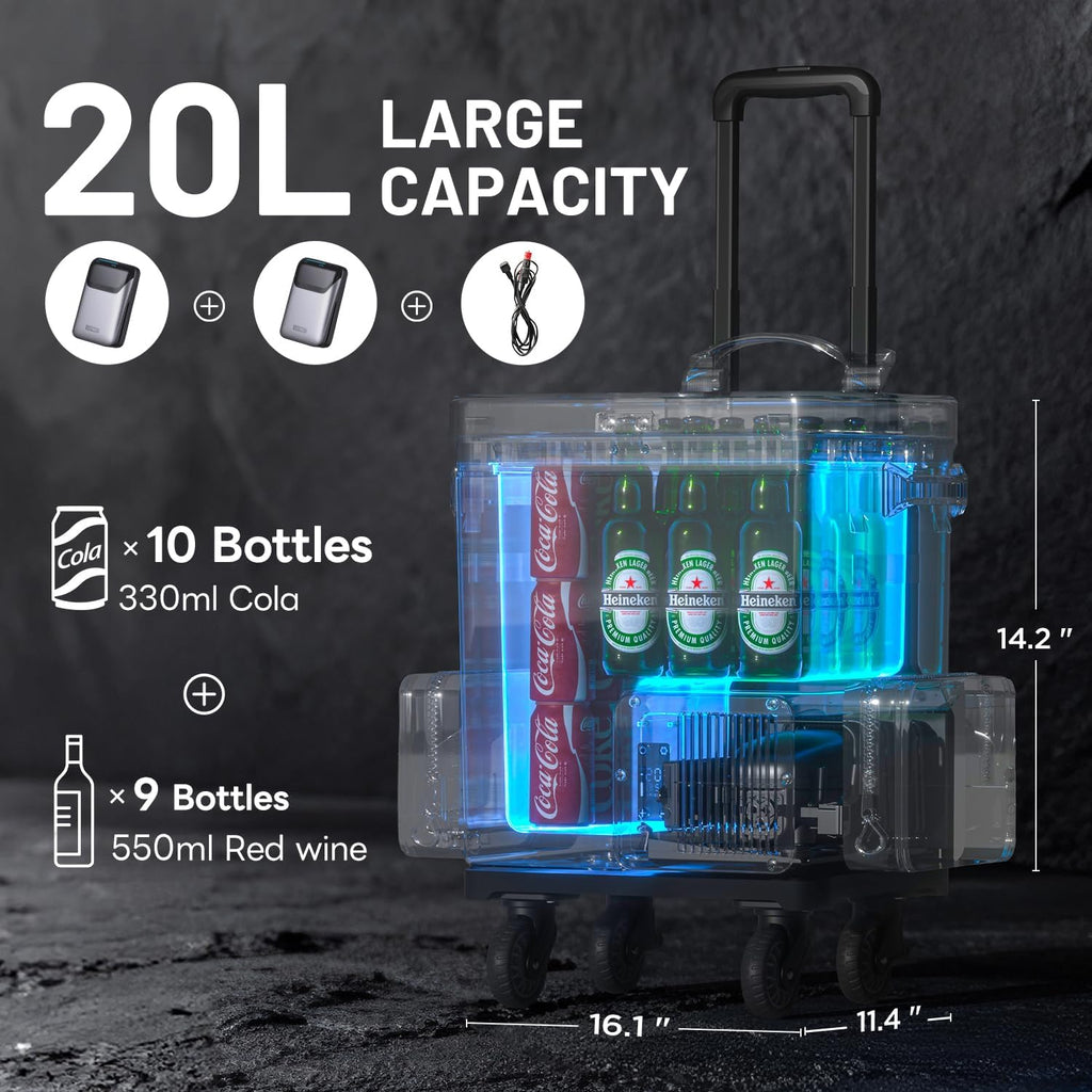 LiTHELi FrozenPack Wild 12V Car Refrigerator & Portable Electric Cooler, 20L/21QT with 2 U20 Batteries, Backpack Design, -4~68℉ Travel Fridge Freezer for Camping, Road Trips, RV, Boat&Beach