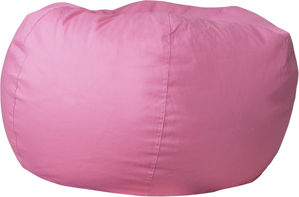 Flash Furniture Duncan Oversized Bean Bag Chair for Kids and Adults, Foam-Filled Beanbag Chair with Machine Washable Cover, Light Pink