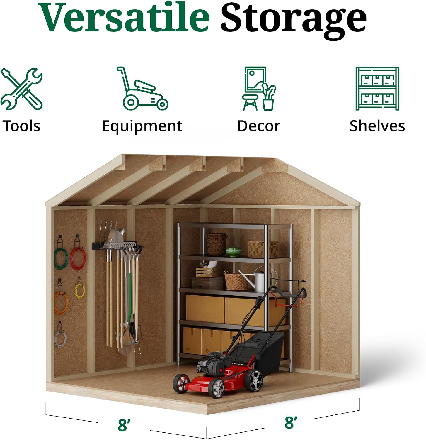 Little Cottage Co. 8x8 Value Workshop Shed with Operable Windows and Floor, Outdoor Wood Storage Do-It-Yourself Precut Kit