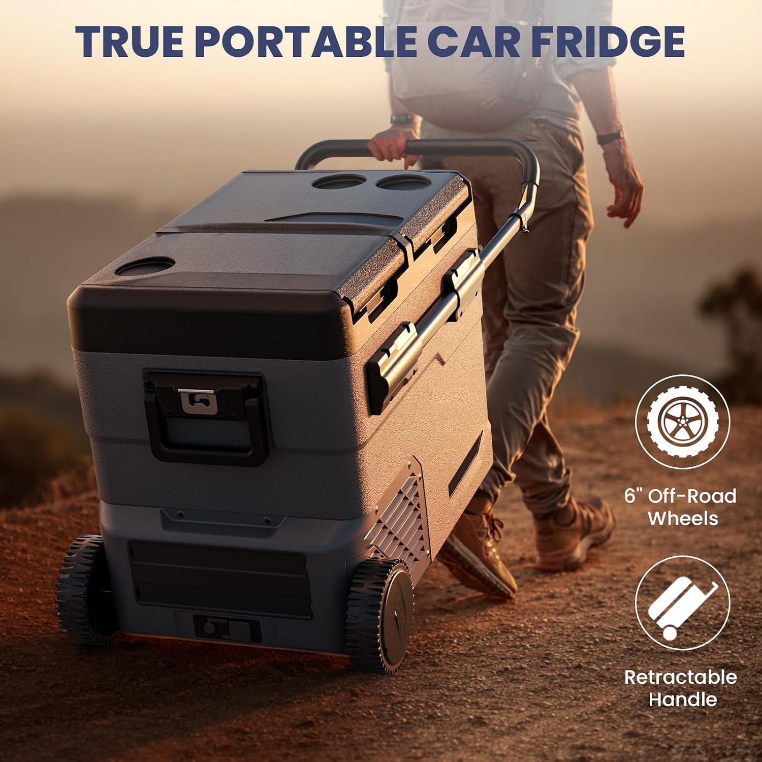 TECXERLLON 12 Volt Car Refrigerator Dual Zone Electric Cooler, 50 Quart Portable Freezer Fridge with APP Control, Compatible with Detachable Battery (Not Included), for Overlanding, Camping, RV, Truck