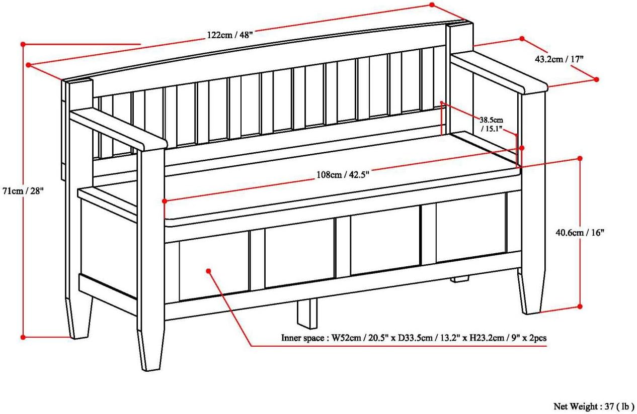 SIMPLIHOME Brooklyn Entryway Storage Bench - 48 inch Wide Solid Wood Hallway Bench in White, Contemporary Mudroom Bench for Entry or Foyer with Lift-Up Lid and Spacious Hidden Storage