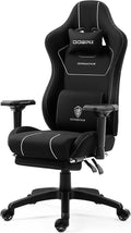 Dowinx Gaming Chair with Massage Lumbar Support Footrest, Fabric Computer Gamer Chair with Pocket Spring Cushion Adjustable Comfortable Game Office Chair 300lbs for Adult Teens Black