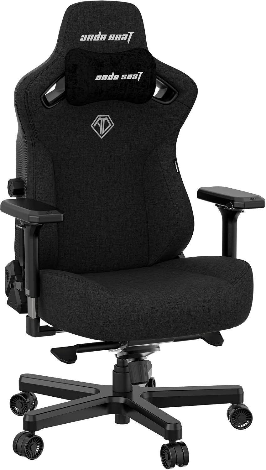 Anda Seat Kaiser 3 Large Gaming Chair for Adults - Ergonomic Black Fabric Gaming Seat with Lumbar Support, Comfortable Office Chairs with Neck Support - Heavy Duty Wide Computer Seat