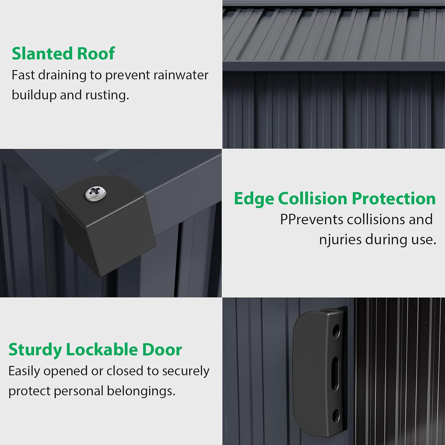 Acekool 10x12 FT Outdoor Metal Storage Shed, Large Garden Tool Shed with Lockable Door and Vents, Waterproof Galvanized Metal Sheds for Tools & Equipment, Garbage Can, Bike, Mower, Gray