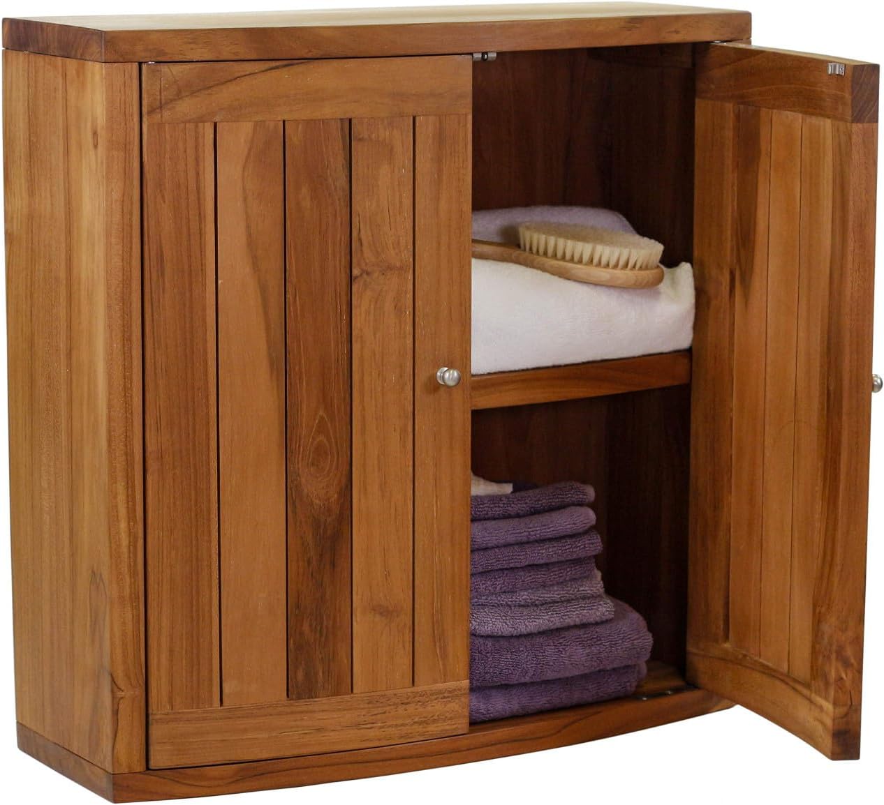 AquaTeak Manada Wall-Mounted Teak Storage Cabinet with Doors