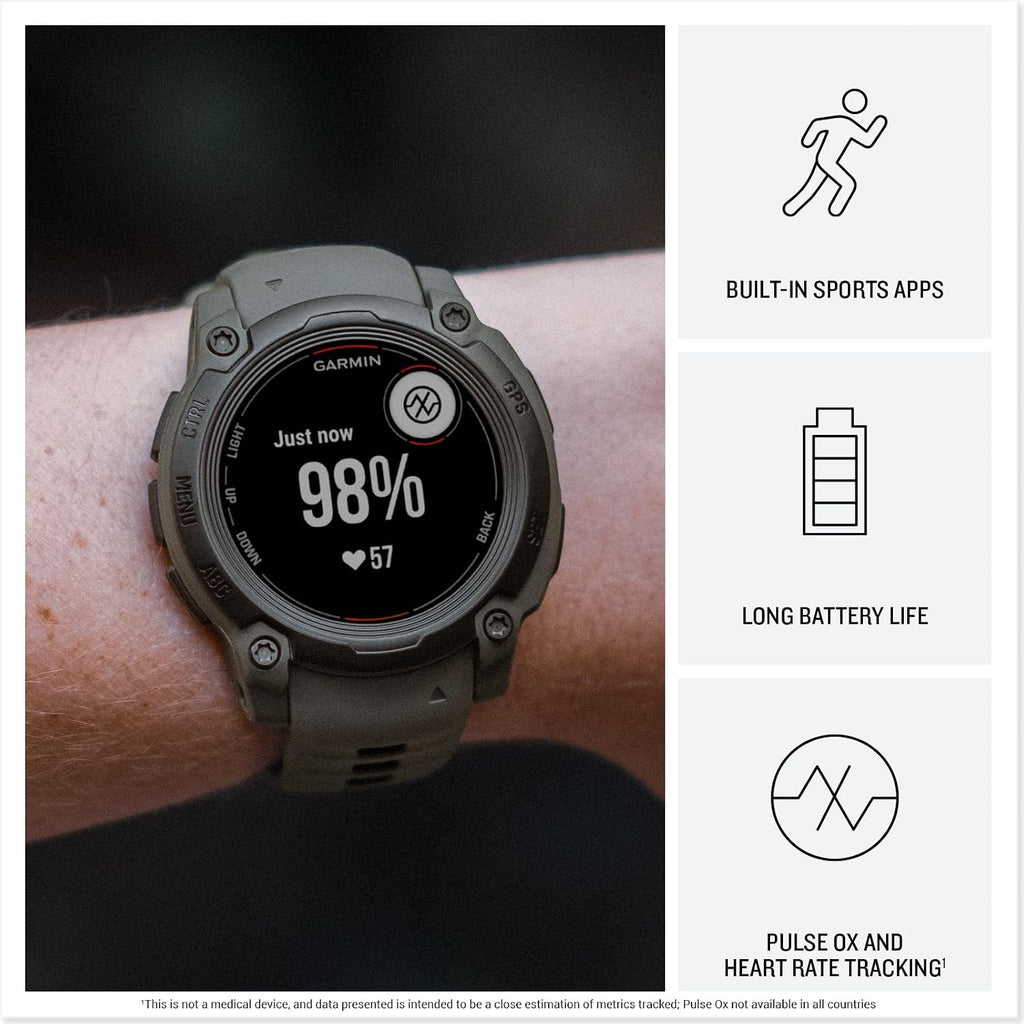 Garmin Instinct E 40mm, Outdoor GPS Smartwatch, 24/7 Health Monitoring, Up to 14 Days of Battery Life, Electric Lime/Twilight (010-02932-01) with Earbuds Bundle