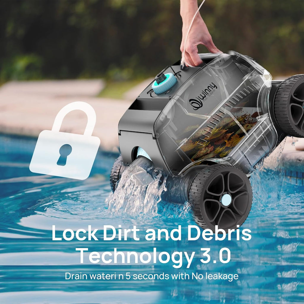 (2025 Upgrade) Robotic Pool Vacuum for Above Ground Pool - 6600mAh for 130mins Runtime & 50W Powerful Suction, Self-Parking Pool Cleaner with 180μm Filter Tray Up to 1300 Sq. Ft (ice Blue)