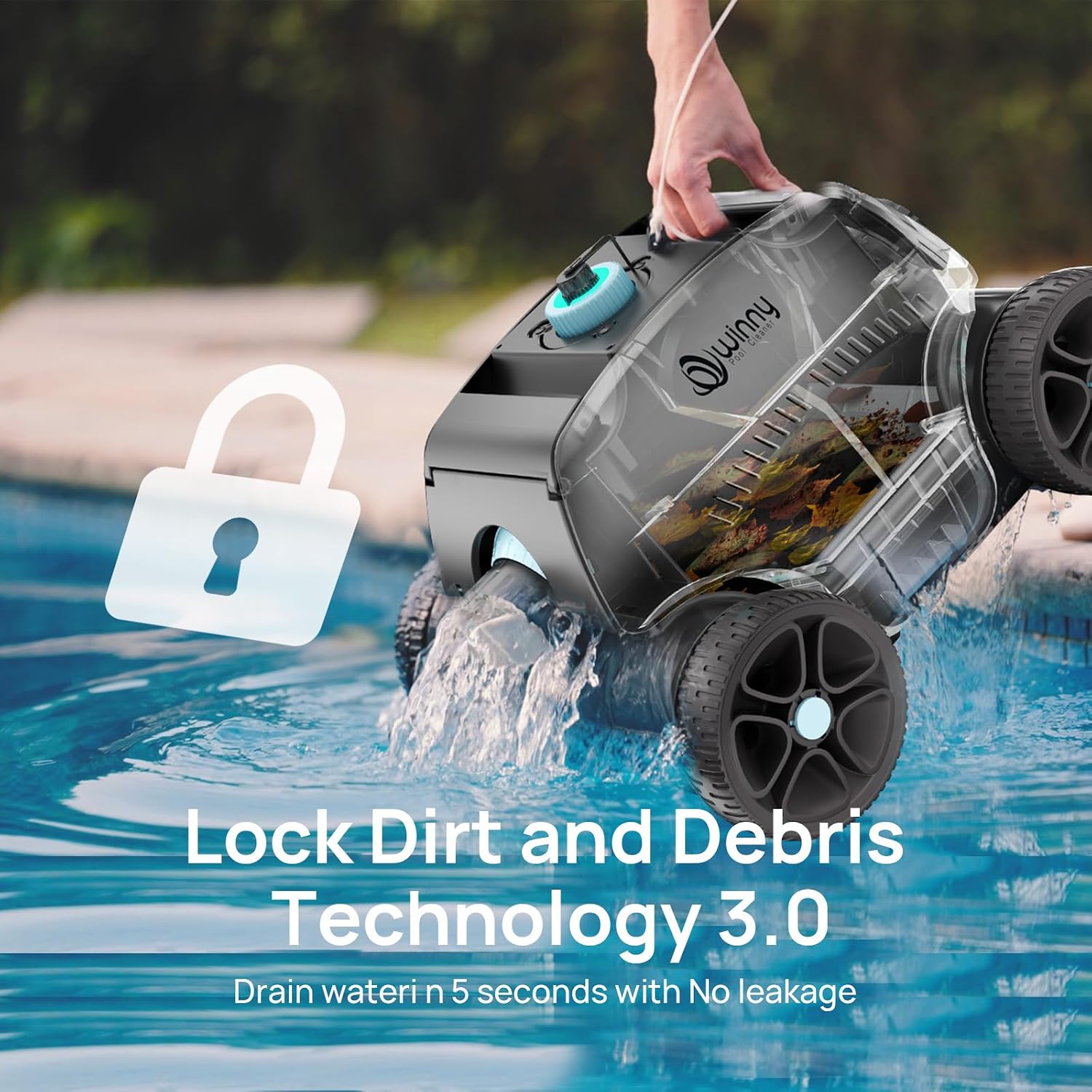 (2025 Upgrade) Robotic Pool Vacuum for Above Ground Pool - 6600mAh for 130mins Runtime & 50W Powerful Suction, Self-Parking Pool Cleaner with 180μm Filter Tray Up to 1300 Sq. Ft (ice Blue)