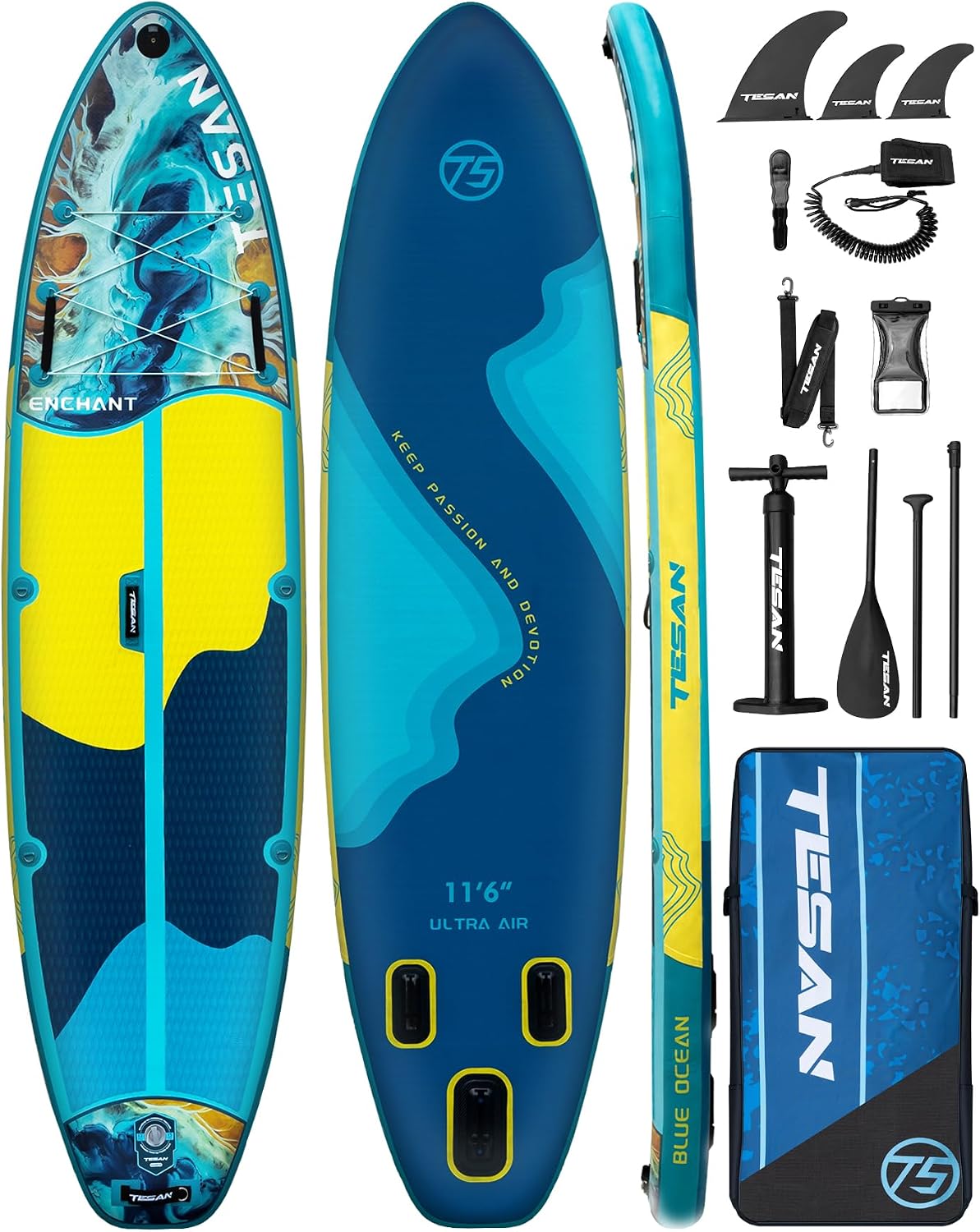11'6x35'' Extra Wide Inflatable Paddle Board,All-Round Ultra Stable Stand Up Paddleboards with Plus Kits for 450lb,Dual Bungees, Camera Mount, 100L Backpack, Dual-Action Pump