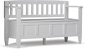 SIMPLIHOME Brooklyn Entryway Storage Bench - 48 inch Wide Solid Wood Hallway Bench in White, Contemporary Mudroom Bench for Entry or Foyer with Lift-Up Lid and Spacious Hidden Storage