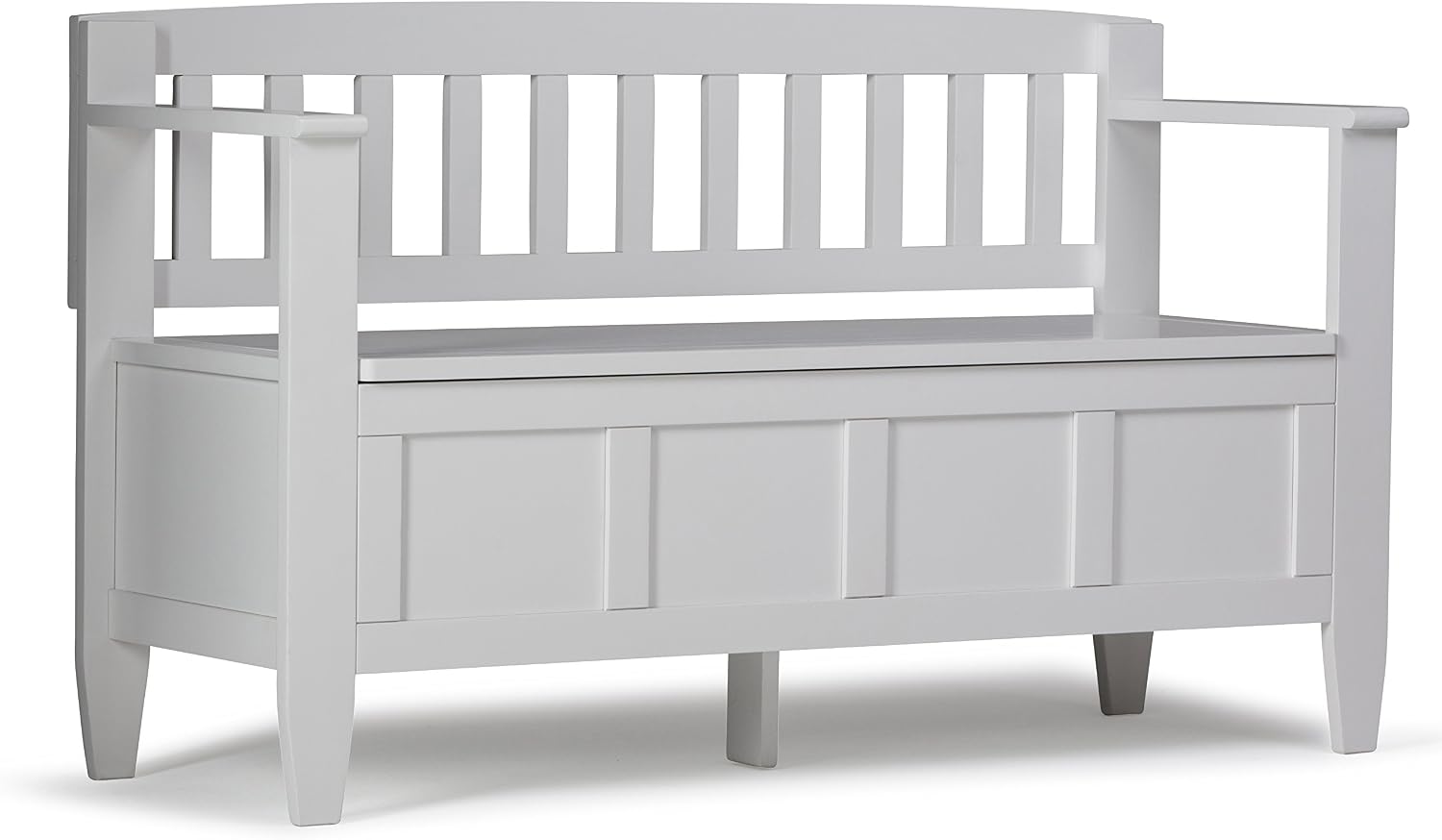 SIMPLIHOME Brooklyn Entryway Storage Bench - 48 inch Wide Solid Wood Hallway Bench in White, Contemporary Mudroom Bench for Entry or Foyer with Lift-Up Lid and Spacious Hidden Storage