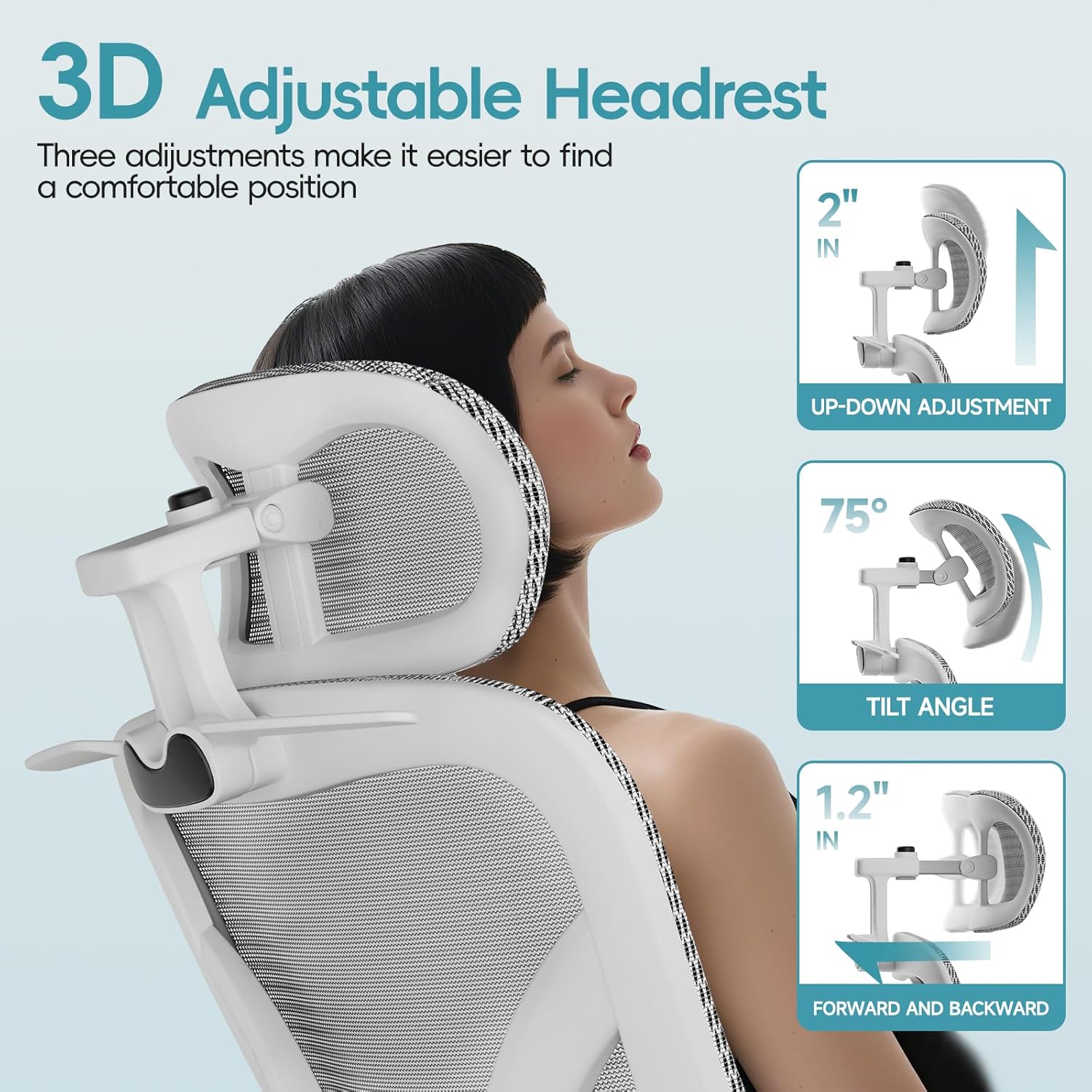 Alllion Ergonomic Mesh Office Chair, Home Desk Chair Comfy High Back with Adjustable Lumbar Support, 3D Headrest, Flip-up Arms, Big and Tall Reclining Computer Gaming Chairs for Men Women, Grey