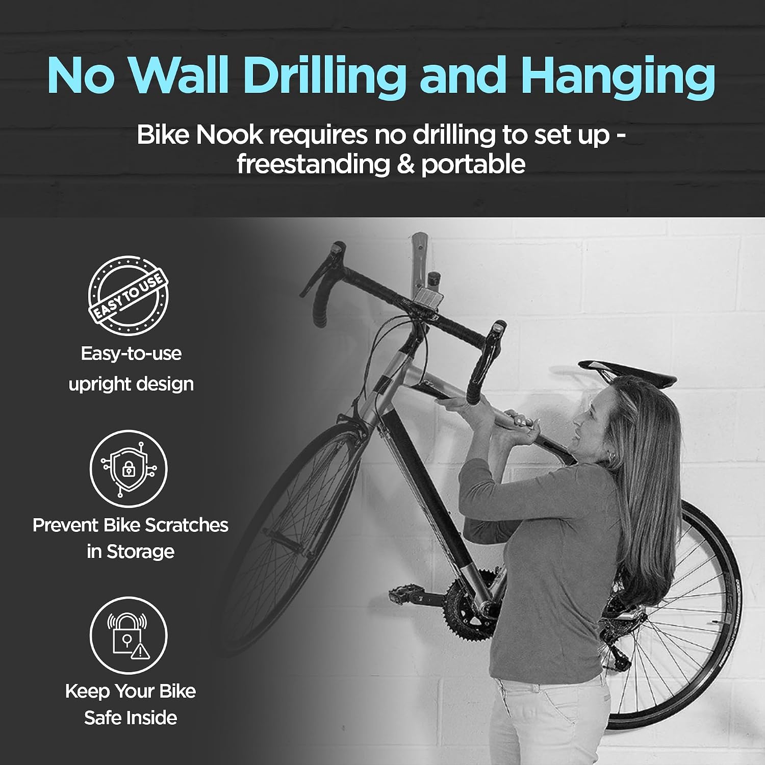 Bike Nook Pro & Vertical Storage Rack With Connector (2 Pack), The Original Vertical Bicycle Floor Stand for Garage, Indoor and Outdoor Storage, Perfect Bike Accessories for Small Spaces