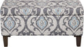 HomePop Large Upholstered Rectangular Storage Ottoman Bench with Hinged Lid, Slate Damask