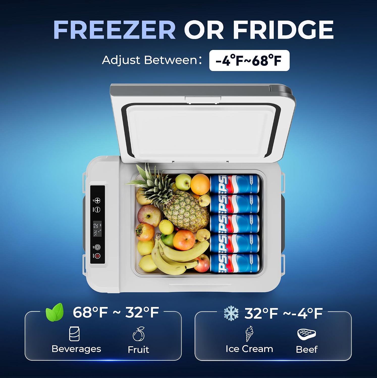 EKOJUCE 12 Volt Car Refrigerator, 11 Quart (10L) Electric Compressor Cooler -4℉~68℉, Car Fridge 12/24V DC & 100-240V AC, Portable Freezer for Camping, RV, Truck, Travel, Outdoor