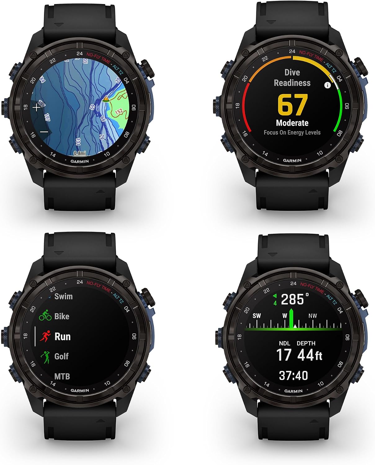 Garmin Descent Mk3i, Dive Computer Smartwatch 51MM, Carbon Gray DLC Titanium with Black Silicone Band and Multisport GPS Training Fitness Watch, Air Integration Bundle with Accessories