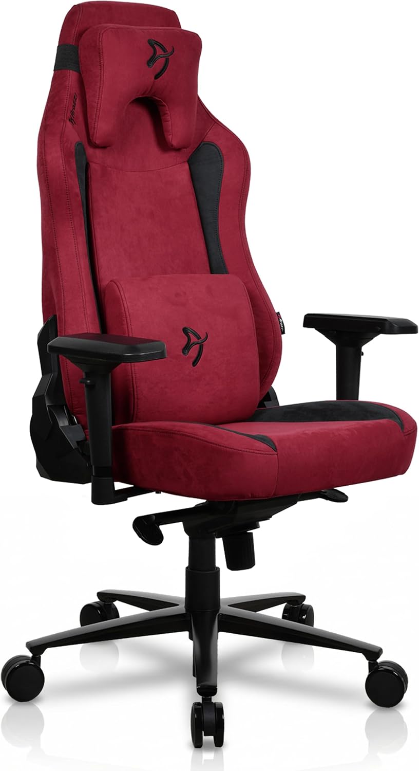 Arozzi Vernazza Supersoft Upholstery Material has a Unique Velvety Texture That is Fluid-Repellant and Breathable with Memory Foam Lumbar Support and 4D Armrest for Office and Gaming Chair - Bordeaux
