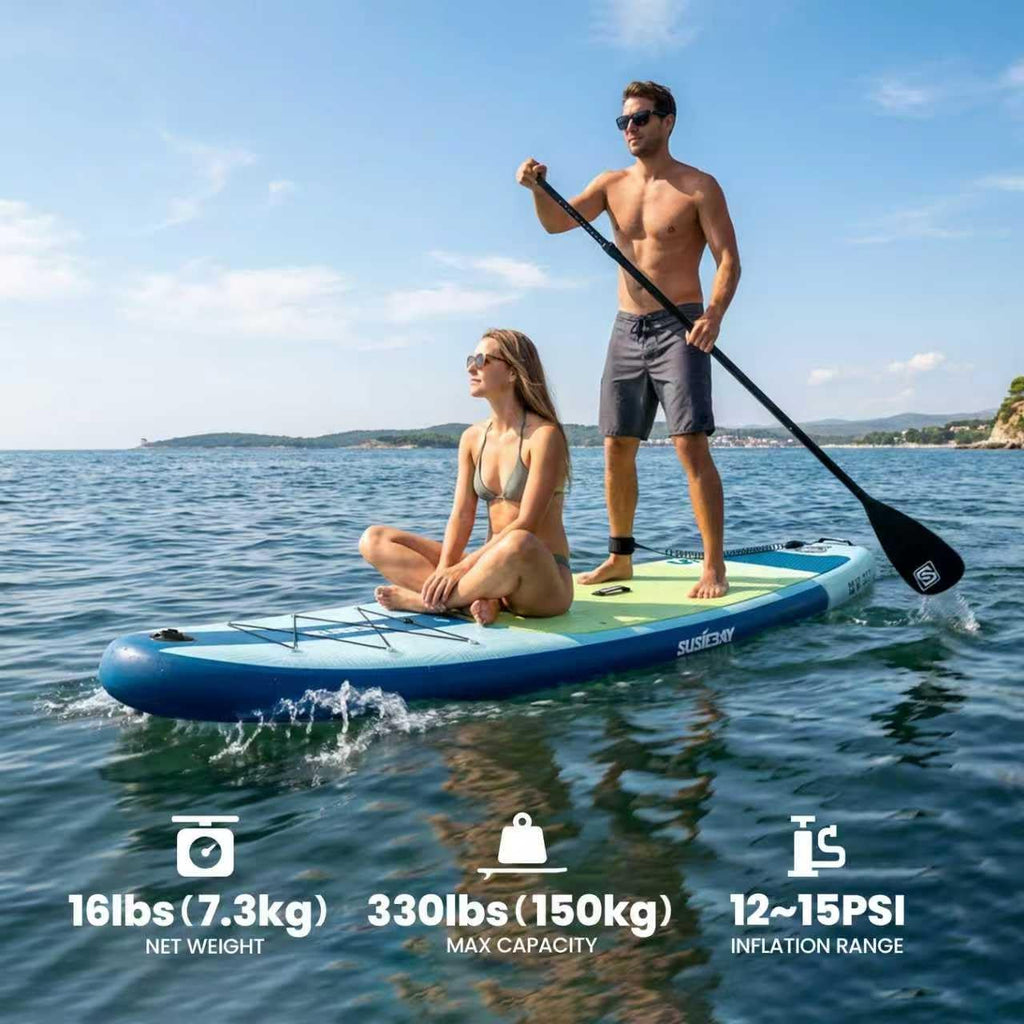 Inflatable Stand Up Paddle Board with SUP Accessories,Inflatable Paddle Boards for Adults & Youth, Anti-Slip EVA Deck,Wide Stance,Dual Action Pump,108L Backpack