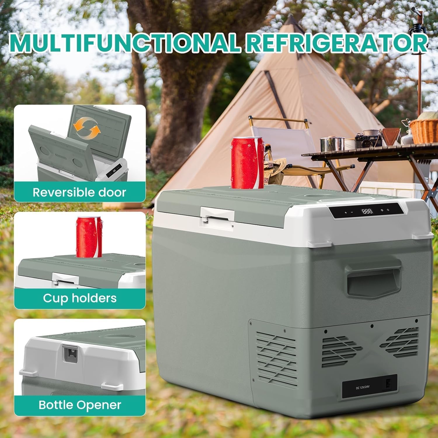 Alpicool GC50 Electric Cooler for Car Refrigerator 12 Volt Car Camping Fridge 48 Quart Portable Freezer for Truck SUV RV Van Camper, Boat Travel,-4~68°F