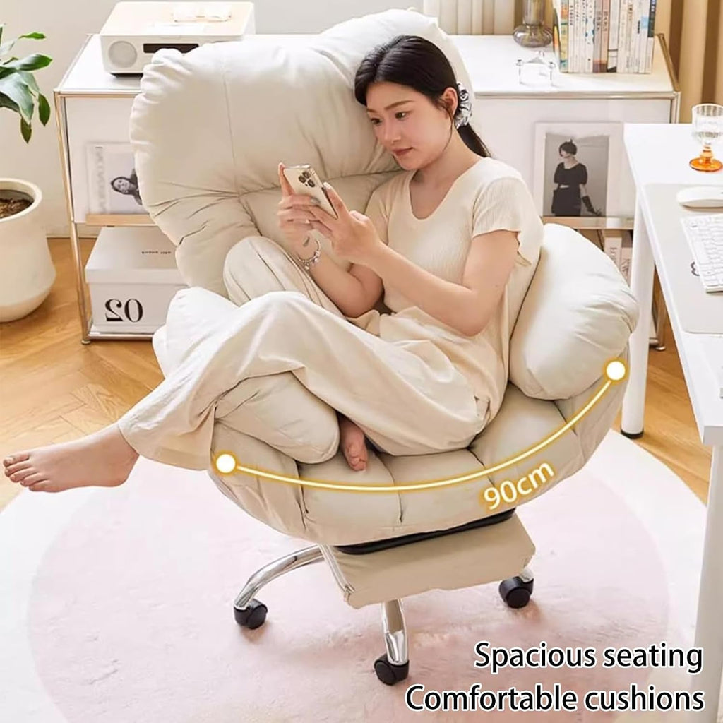 Gaming Chair Lazy Sofa Ergonomic Office Chairs Recliner Chair for Bedroom,Study Chair with Quiet Rubber Wheels Foot Rest and Lumbar Support Home Office Desk Chairs for Living Room & Bedroom