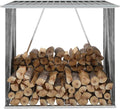Gecheer Galvanized Steel Log Storage Shed, Durable Firewood Rack with Sloping Roof for Outdoor Backyard, 64.2'