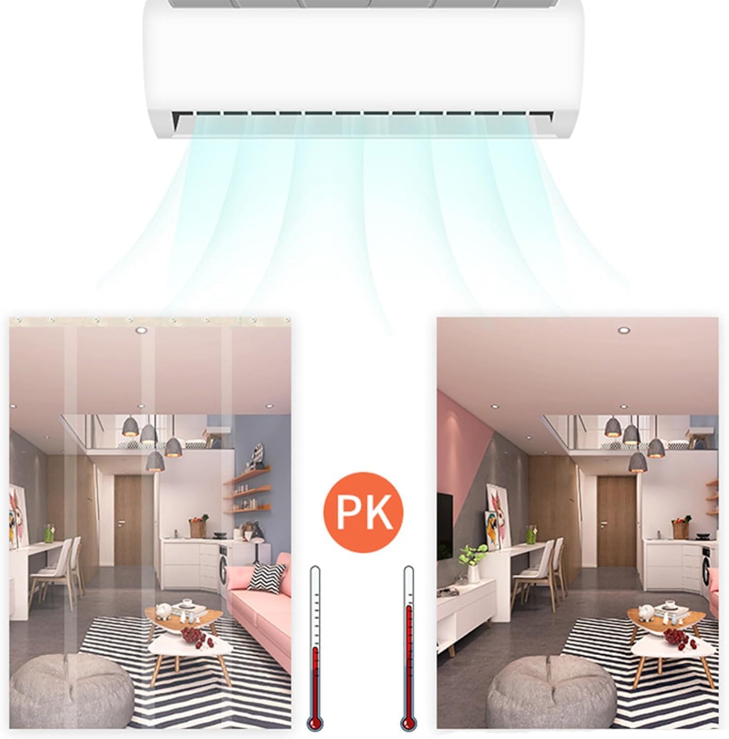 PVC Plastic Strip Curtain Door Kit, Vinyl Door Strips Wind Commercial Entry Doors Decoration for Pavilions, Gardens