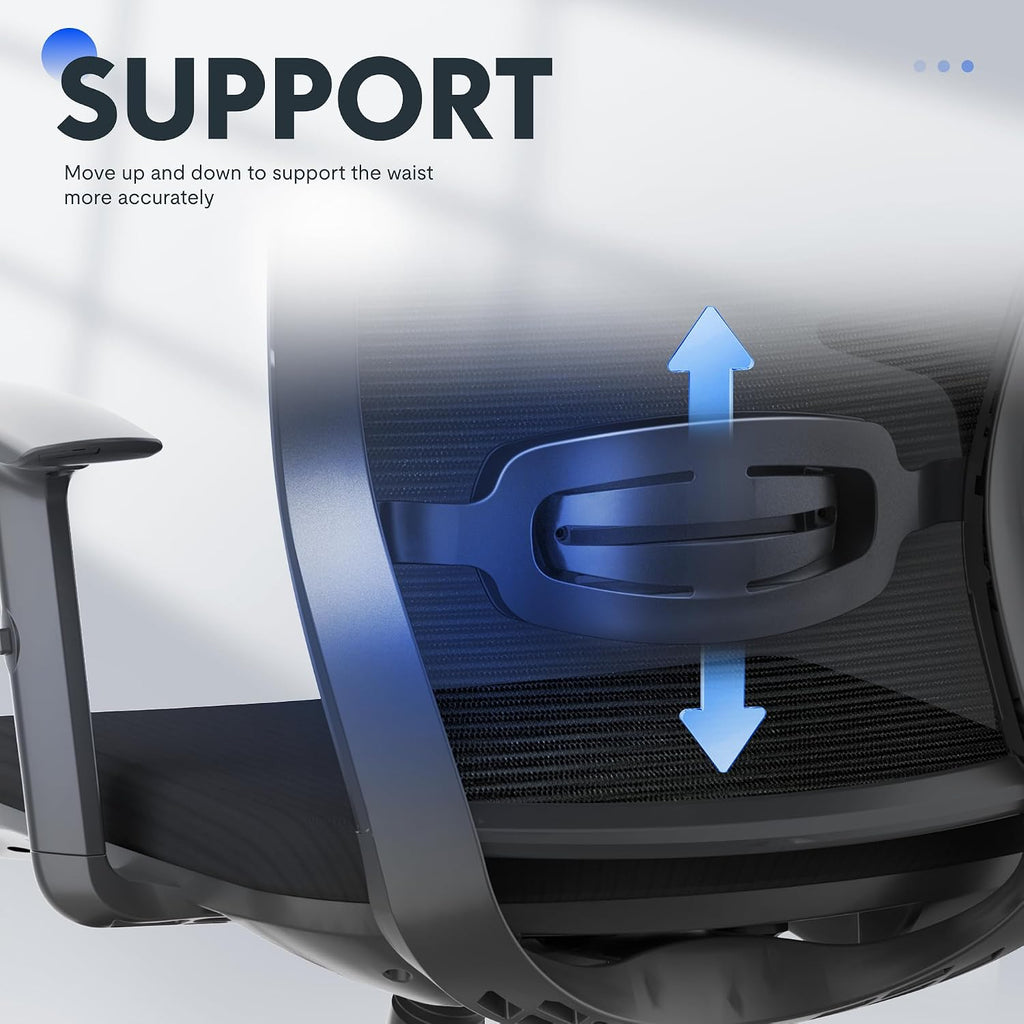 FLEXISPOT OC3 Cloud Ergonomic Office Chair with Footrest, High Back Computer Chair with Adjustable Lumbar Support/2D Headrest, Desk Chairs for Home Office Gaming Working, Black,Foam Seat,Cloud-F