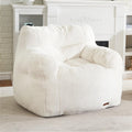 Hobestluk Bean Bag Chair for Adult Small Bean Bag Chairs with Arms Furry Beanbag Chair with Foam Filler Stuffed Bean Bag Sofa for Reading in Bedroom Living Room and Dorms(White)