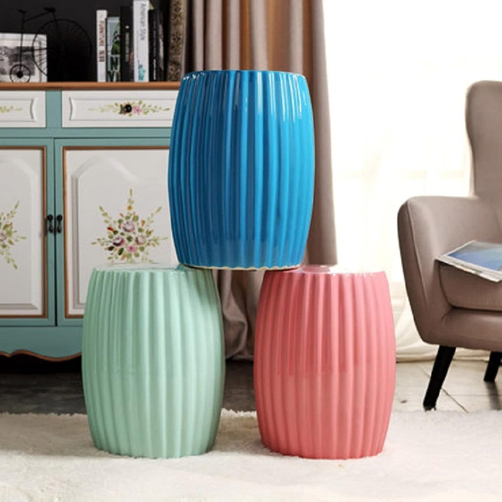 Garden Stool,Ceramic Garden Stool, European-Style Home Decorations, Dressing Stools, Living Room Flower Ceramic Drum Stools, Pavilions Drying Stools. (Color : Pink)(Pink)