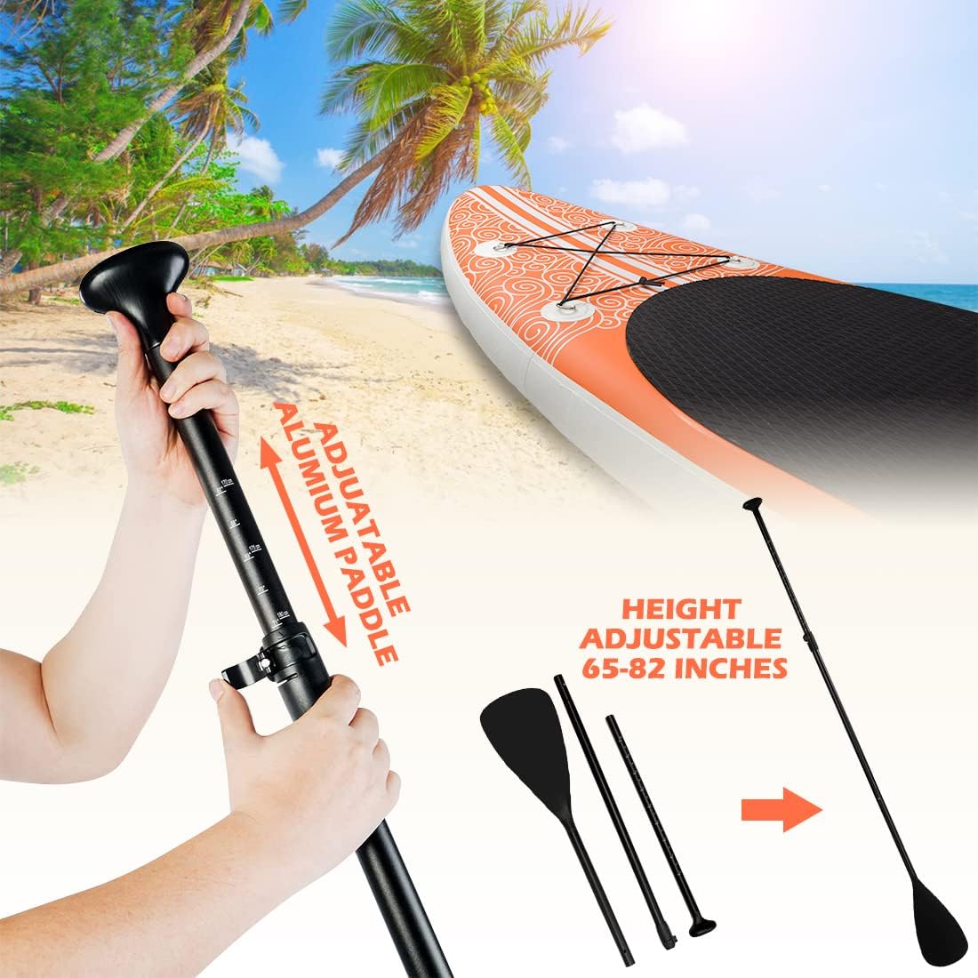 Smartmak Inflatable Stand Up Paddle Board (6 Inches Thick), Non-Slip Deck Standing Boat, Include Adjustable Paddle, Backpack, Hand Pump, Fin, Leash, for Youth & Adult- (10'x30'' x6'')