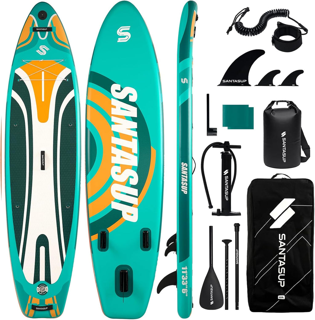 10'6'/11'Wide Inflatable Stand Up Paddle Board for Adults & Youth of All Skill Levels, with Premium SUP Paddleboard Accessories, Anti-Slip EVA Deck