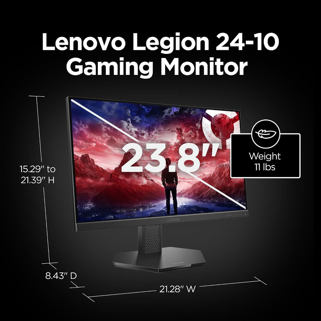 Lenovo Legion 24-10 Gaming Monitor - 23.8' IPS FHD Display - 240Hz - 0.5ms MPRT - AMD FreeSync Premium - HDR10 - Ergonomic LTPS Stand - HDMI 2.1 and DisplayPort 1.4 - Raven Black