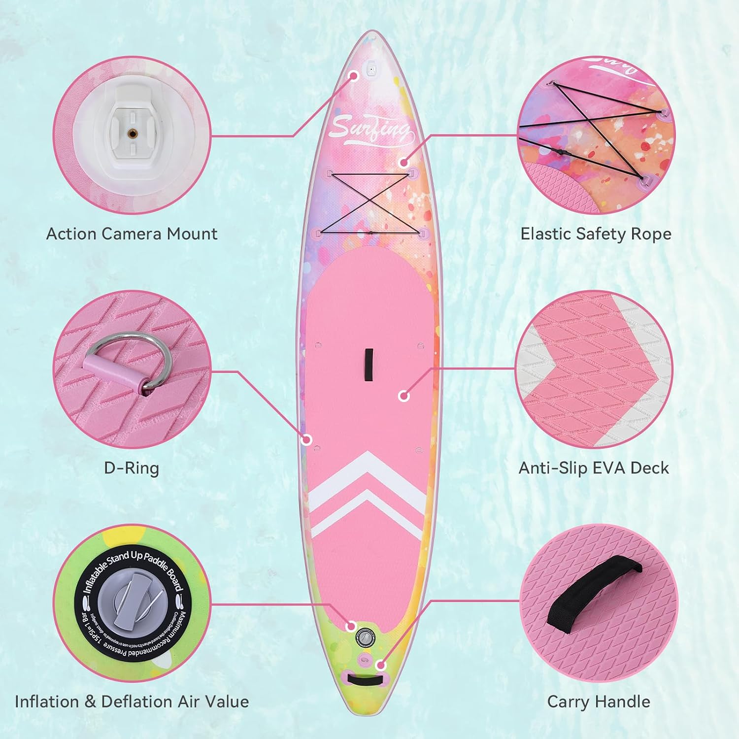 YUSING 11' Inflatable Stand Up Paddle Board with Kayak Seat, Non-Slip Deck SUP Paddle Board with Premium Kayak and SUP Accessories & Backpack, Portable Standing Boat for Youth & Adult