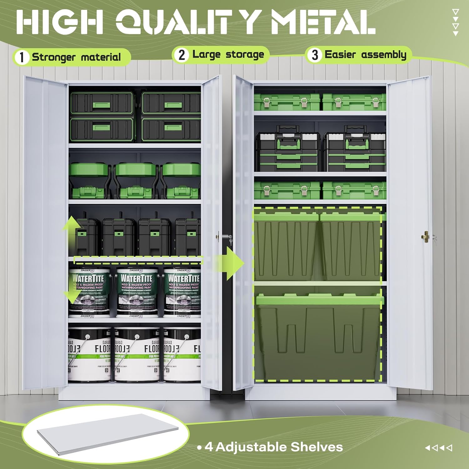 Incbruce 72' H x16 D Patio Metal Storage Cabinet, Outdoor Storage Cabinet with Doors and Adjustable Shelves, Tool Shed for Home, Patio, Office (Grey)