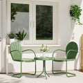 Patio Bistro Set Retro Metal Outdoor Seating Set Conversation Set 3 Pieces, 2 C-Spring Motion Armchairs and Round Side Table, for Porch, Lawn, Garden (Green)