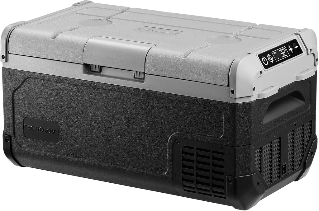 12V Car Refrigerator,32QT Portable Fridge Freezer with Blow Expansion Evaporator,-4℉~68℉ 12/24V DC & 120-240V AC Freezer Cooler for Truck RV SUV Camping Travel，Reversible Door