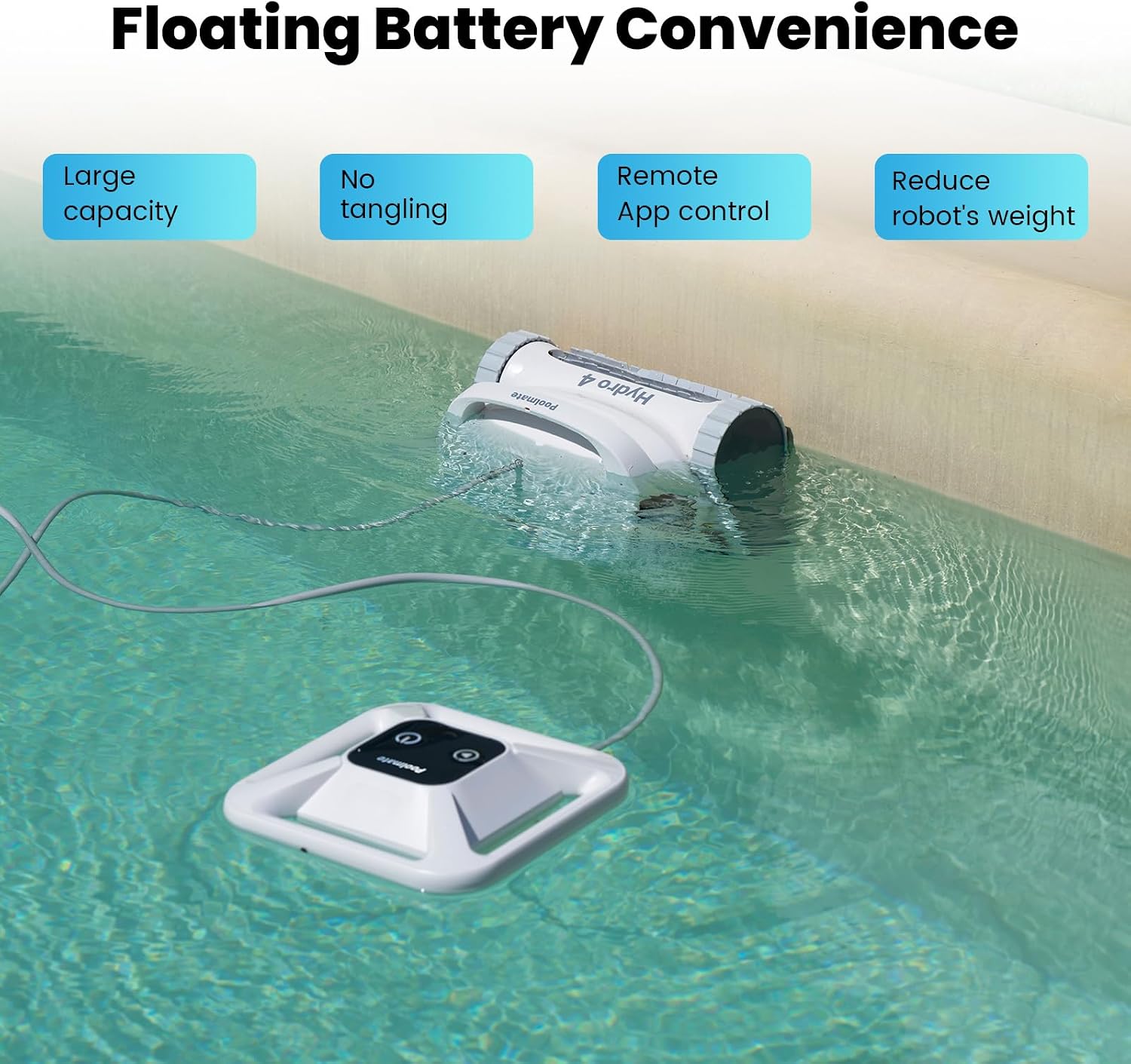 Chasing Hydro 4 Cordless Pool Vacuum for Inground Pools | 210-Min Battery Pool Robot for Floor, Wall & Waterline Cleaning | Smart App Control | 5070 GPH Suction Perfect for Pool Opening Season