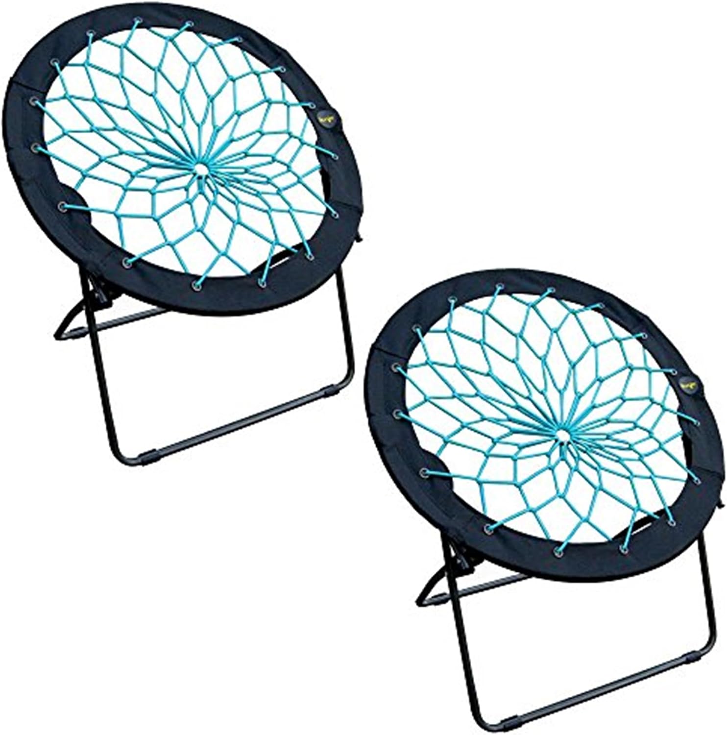 Zenithen Foldable 32' Bunjo Bungee Chair, Teal (Pack of 2) - Lightweight Collapsible Seating for Teens, Adults, Dorms, Bedrooms, Camping & Gaming - 225lb Capacity Portable Seat