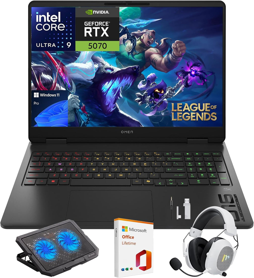 HP OMEN 16 Slim Gaming Laptop, 16' 144Hz 2K Display, Intel Core Ultra 9 285H, NVIDIA GeForce RTX 5070, 32GB DDR5 RAM, 1TB SSD, Wi-Fi 6E, RGB Backlit, Win 11 Pro, w/Mytrix Accessory & Lifetime Office