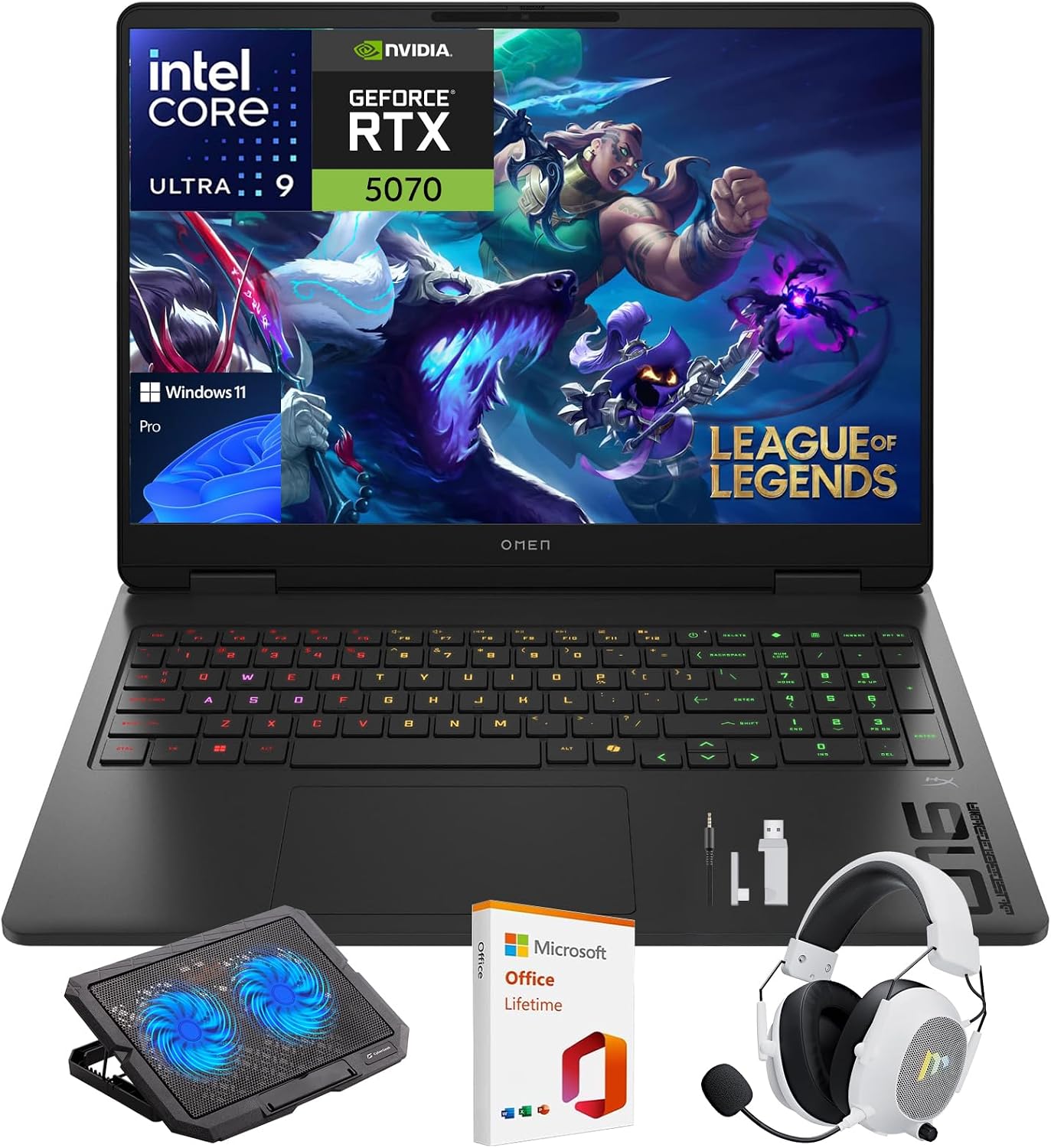 HP OMEN 16 Slim Gaming Laptop, 16' 144Hz 2K Display, Intel Core Ultra 9 285H, NVIDIA GeForce RTX 5070, 32GB DDR5 RAM, 1TB SSD, Wi-Fi 6E, RGB Backlit, Win 11 Pro, w/Mytrix Accessory & Lifetime Office