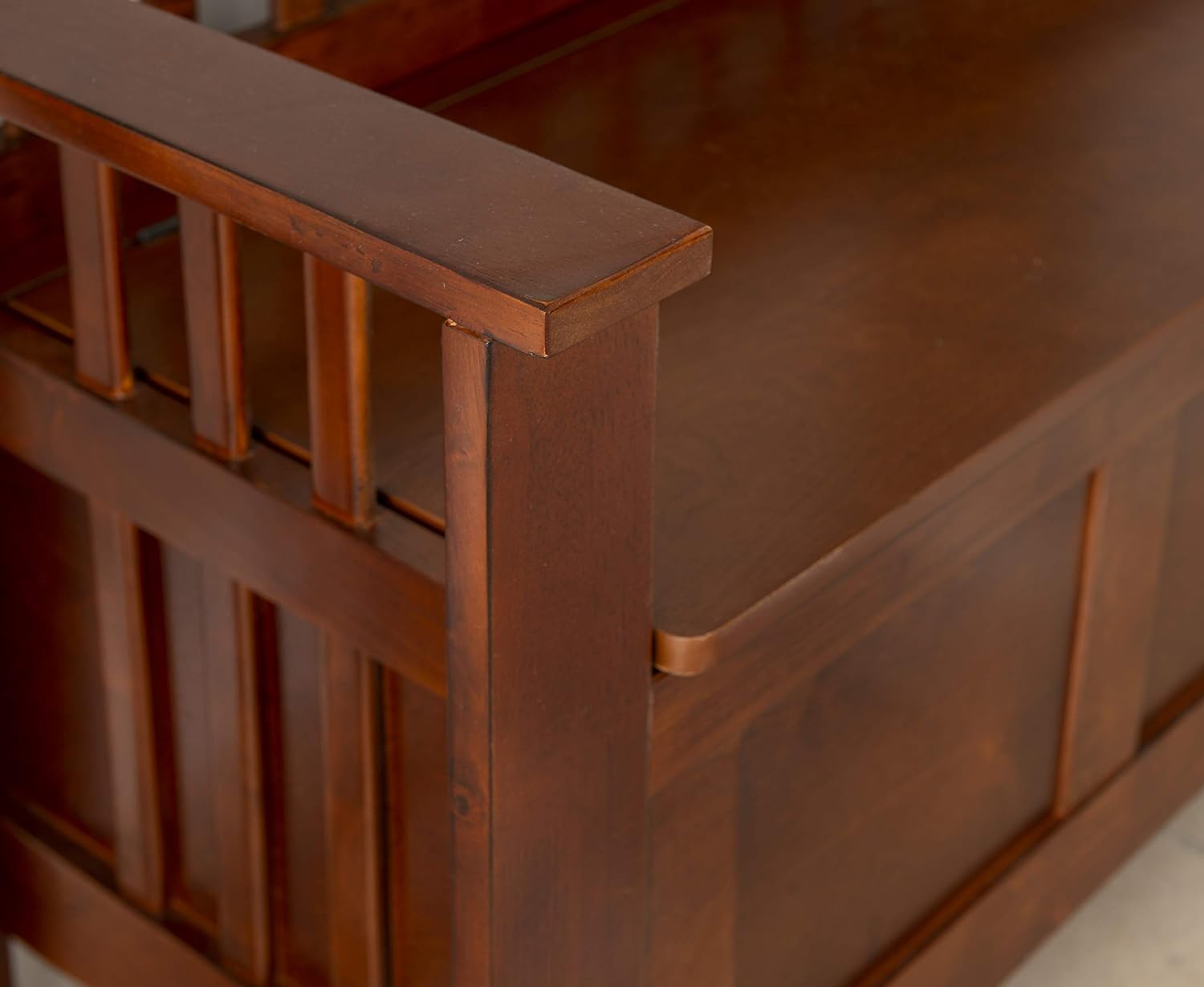 Linon Home Decor Storage Bench with Short Split Seat Storage, Walnut, 50 inchw x 17 inchd x 25.25 inchh.