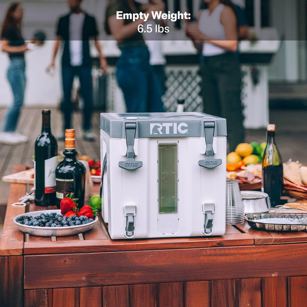 RTIC Halftime Water Cooler 3 Gallon Portable Carrier Container, Drink Beverage Dispenser, Stackable with 2 Taps, Bottleless, BPA-Free, for Sports, Camping, BBQ, Parties, Picnic, Cobalt & White