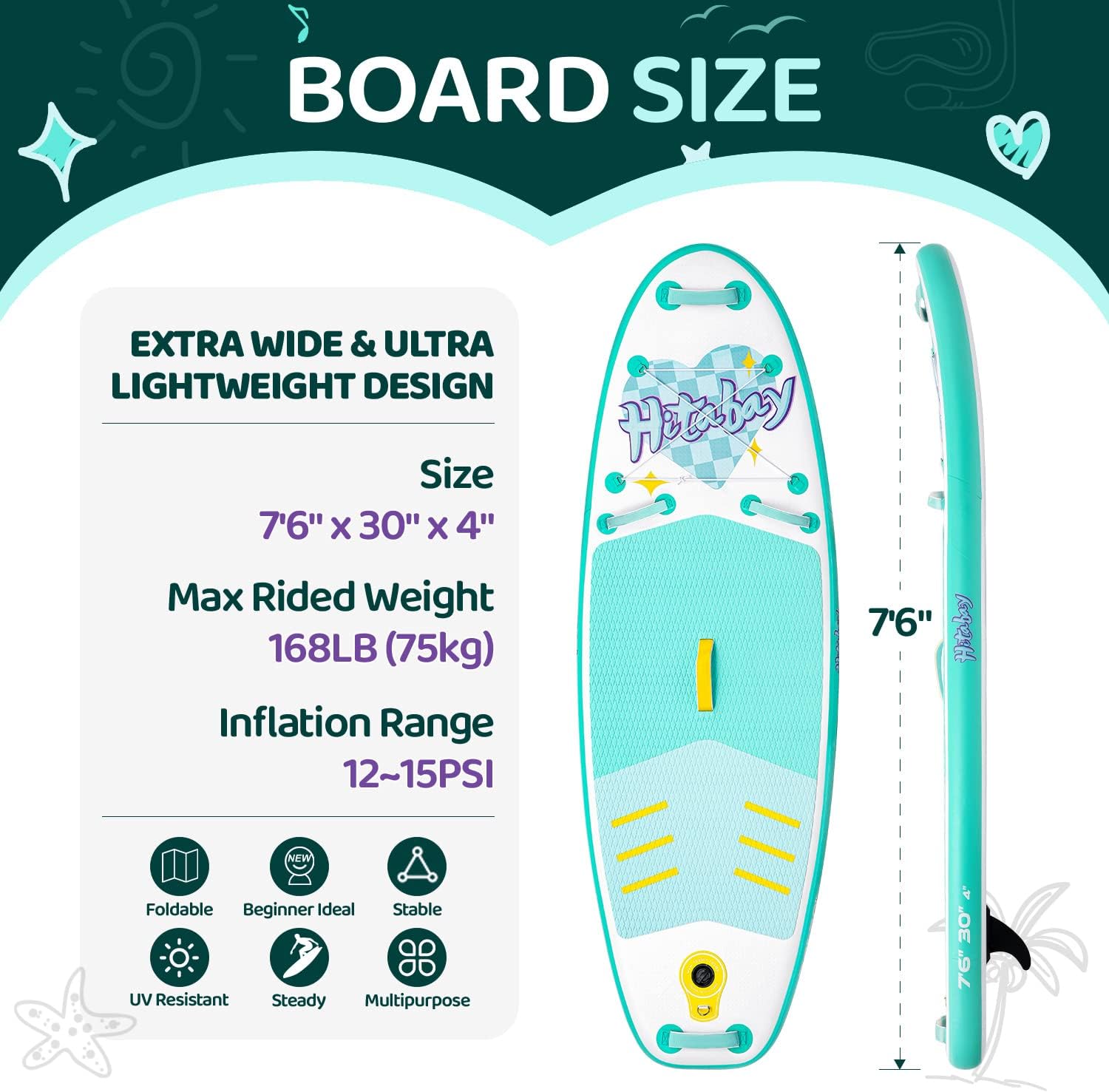Kids Paddle Board with SUP Accessories, Child Paddle Board Durable, Lightweight, Stable Design, Wide Non-Slip Deck, 7ft 7.6ft 8ft 9.6ft Inflatable Paddle Boards for Kids & Youth