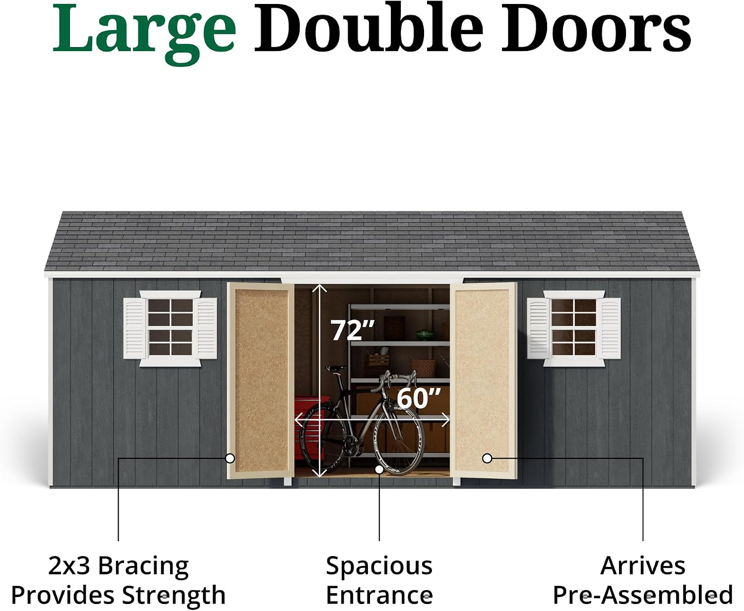 Little Cottage Co. 10x20 Value Workshop Shed with Operable Windows and Floor, Outdoor Wood Storage Do-It-Yourself Precut Kit