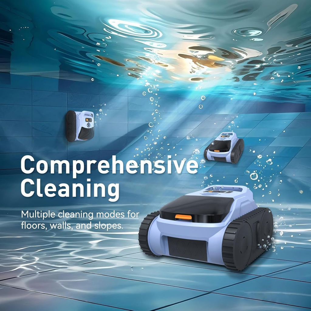 Pool Vacuum for Inground Pool & Above Ground Pool, Cordless Pool Cleaner with Smart Navigation, Self-Parking, LED Indicator, Wall&Waterline Cleaning Pool Robot up to 2150 Sq.ft