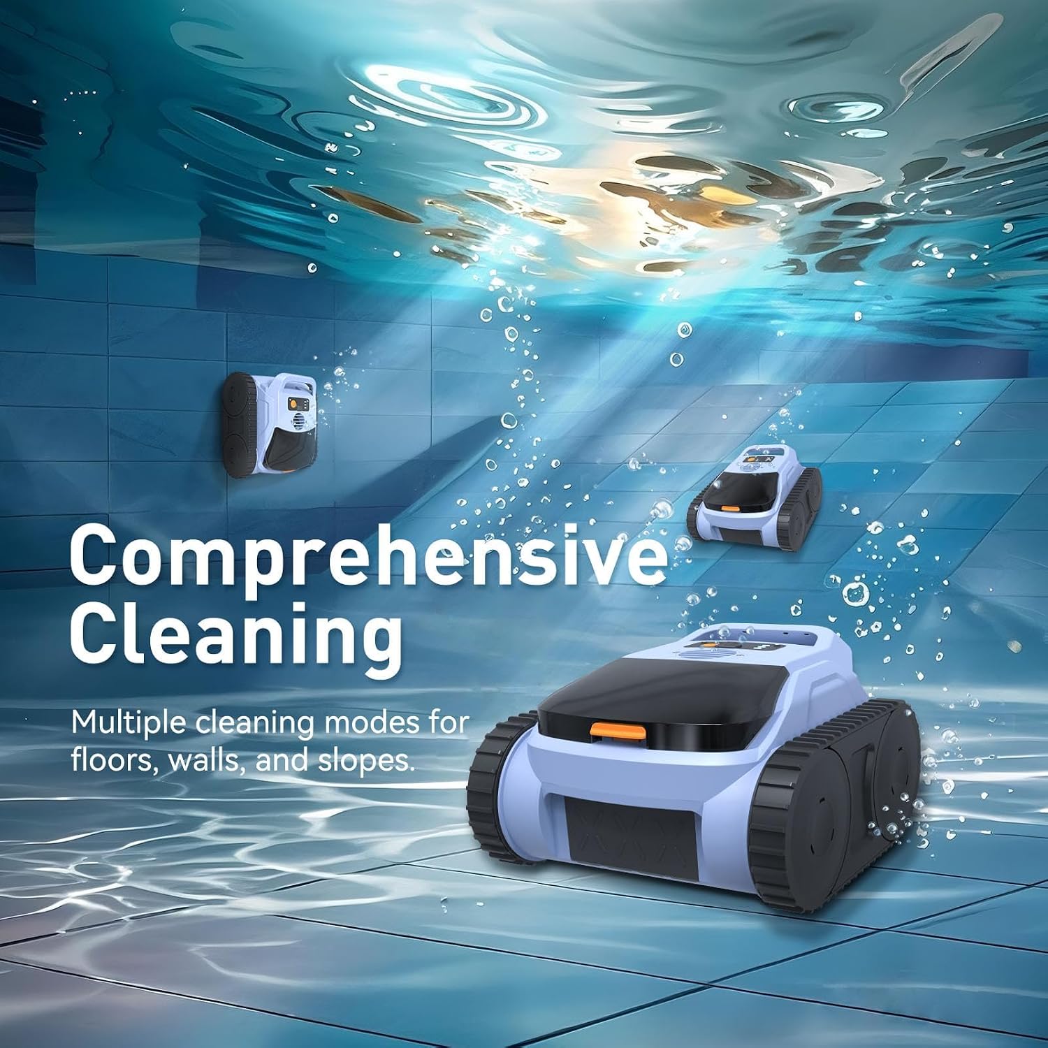 Pool Vacuum for Inground Pool & Above Ground Pool, Cordless Pool Cleaner with Smart Navigation, Self-Parking, LED Indicator, Wall&Waterline Cleaning Pool Robot up to 2150 Sq.ft