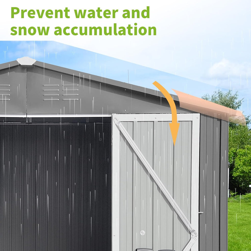 8x10FT Heavy-Duty Metal Storage Shed with Apex Roof, Outdoor Garden Shed with Hinged Door, Steel Vents & Free Padlock, Weatherproof Tool Shed for Backyard, Lawn Equipment & Bike Storage